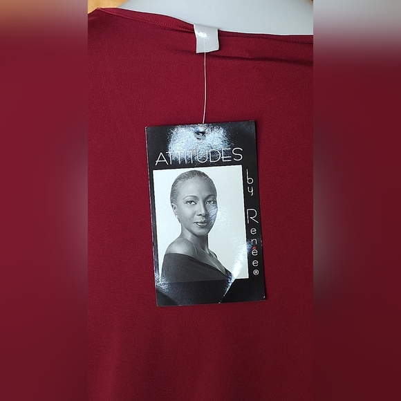 🍷 Attitudes by Renee Burgundy V-Neck Bell Sleeve Top — NWT — Size L 🍷 - Picture 7 of 8